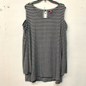 Vince Camuto Multicolor Stripe Cold Shoulder Stretch Blouse